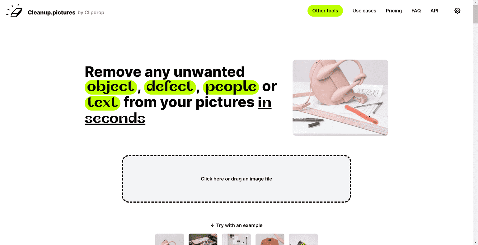 Free Removal of Unwanted Objects, People, Text, and Any Defects from Photos.