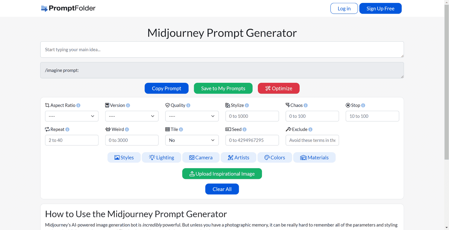 MidjourneyPrompt assistance tool