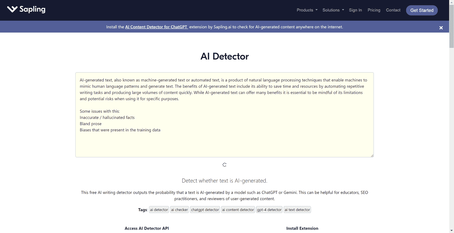 Free online AI content detection tool launched by Sapling.ai